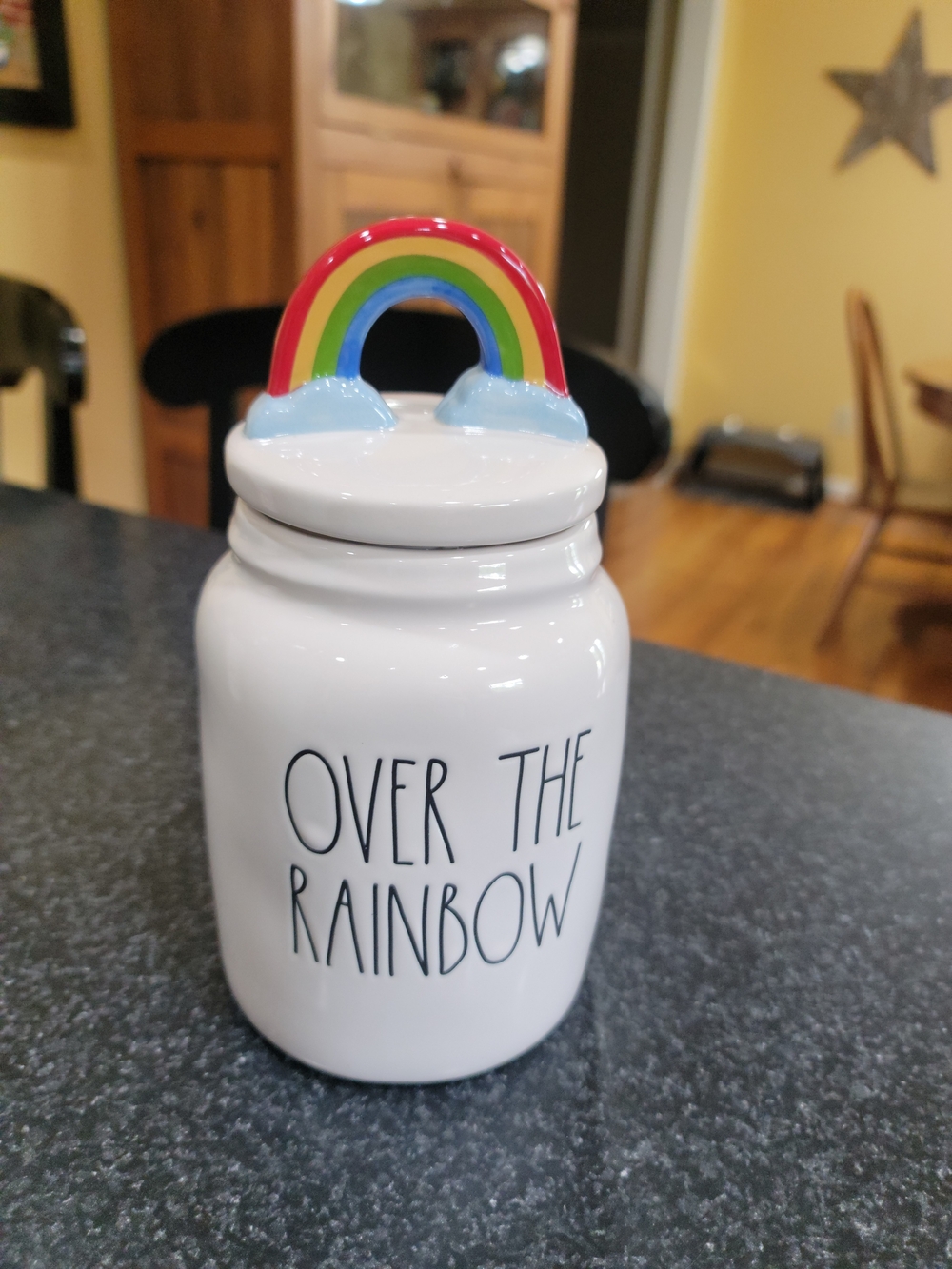 Rae Dunn White Ceramic Lidded Canister with Black Logo